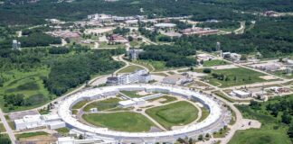 Aerial photo of the Advanced Photon Source at the Argonne National Laboratory near Chicago. Photo courtesy Argonne National Laboratory.