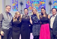 UofL music students with Broadway and television star Kelli O'Hara (third from the right)