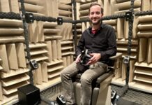 Researcher Matthew Neal in UofL’s Acoustical Test Facility. 