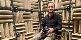 Researcher Matthew Neal in UofL’s Acoustical Test Facility. 
