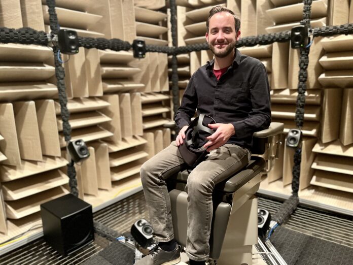 Researcher Matthew Neal in UofL’s Acoustical Test Facility. 