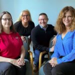 Left to right, UofL researchers Joy Hart, Kandi Walker, Brad Shuck and Rachel Keith form a team that has demonstrated the link between work determinants of health and biomarkers for chronic disease risk. (UofL Photo)