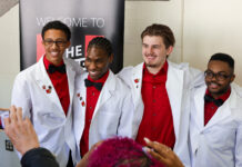 Central High School juniors in the Pre-Medical Magnet Program received white coats at the UofL School of Medicine on Feb. 26.