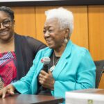 In a 2022 visit to Louisville with her daughters, Alleyne toured the UofL School of Medicine and met with Dean Toni Ganzel, faculty, staff and medical students.