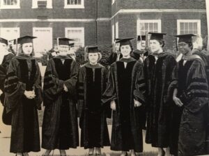 Delores Gordon Alleyne, far right, at the 1957 UofL School of Medicine commencement