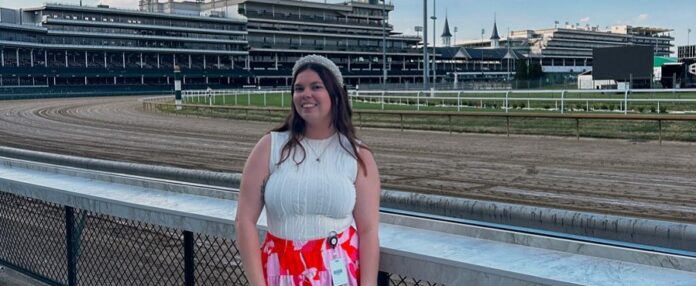 Abby Sheffield takes part in an internship at Churchill Downs.