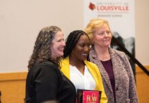 Left to Right: Michelle Rodems, Graduate School director for professional development, retention and success; award-winner Kendria Kelly-Taylor; and Beth Boehm, dean of the Graduate School.