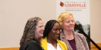 Left to Right: Michelle Rodems, Graduate School director for professional development, retention and success; award-winner Kendria Kelly-Taylor; and Beth Boehm, dean of the Graduate School.