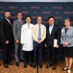 UofL researchers announced $6.1 million funding to expand understanding of immune dysregulation. Left to right: Jeffrey Bumpous, Jason Smith, Sean Clifford, Jiapeng Huang, Kenneth McLeish, Jun Yan, Toni Ganzel and Kevin Gardner