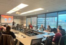 Tendai Charasika and Alice Shade, entrepreneurs in residence in the UofL Office of Research and Innovation, coach the spring 2023 LaunchIt cohort
