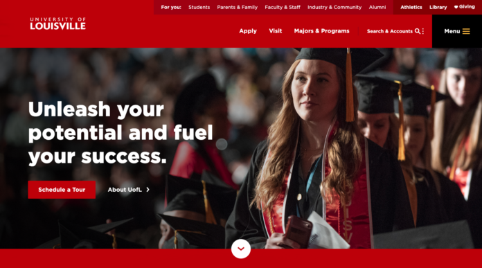 UofL's new interim homepage