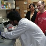 Study team members Kavitha Yaddanapudi, associate professor of surgery (center), with co-first authors Omar Sarkar, UofL graduate student, (left) and Howard Donninger, UofL assistant professor (right). UofL photo.