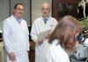 Research by Kevin Sokoloski, left, was funded through the UofL Center of Biomedical Research Excellence in Functional Microbiomics, Inflammation and Pathogenicity. Richard Lamont, center, leads the project, which has received an additional grant of nearly $12 million.