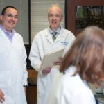 Research by Kevin Sokoloski, left, was funded through the UofL Center of Biomedical Research Excellence in Functional Microbiomics, Inflammation and Pathogenicity. Richard Lamont, center, leads the project, which has received an additional grant of nearly $12 million.