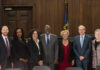 7 people in UofL Brandeis Law's Breit Courtroom