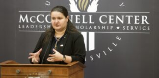 Oksana Markarova, Ukraine's ambassador to the United States, speaks at the McConnell Center Oct. 30, 2023.