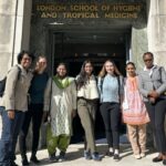 UofL medical student Zoha Mian with classmates at the London School of Hygiene and Tropical Medicine.