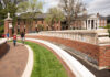 Students walking in front of Grawemeyer Hall oval