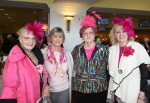 Former Kentucky First Lady Jane Beshear, second from left, with breast cancer survivors and friends honored at a Horses and Hope event.