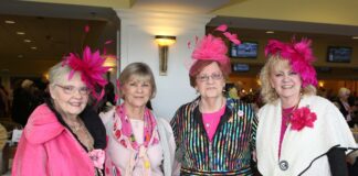 Former Kentucky First Lady Jane Beshear, second from left, with breast cancer survivors and friends honored at a Horses and Hope event.