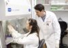 Microbiology and immunology professor Matthew Lawrenz, right, and doctoral student Katelyn Sheneman have received new research funding to better understand how bacteria can outmaneuver the immune system. UofL photo.