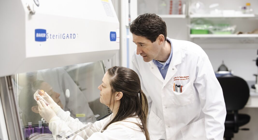 Microbiology and immunology professor Matthew Lawrenz, right, and doctoral student Katelyn Sheneman have received new research funding to better understand how bacteria can outmaneuver the immune system. UofL photo.
