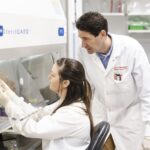 Microbiology and immunology professor Matthew Lawrenz, right, and doctoral student Katelyn Sheneman have received new research funding to better understand how bacteria can outmaneuver the immune system. UofL photo.