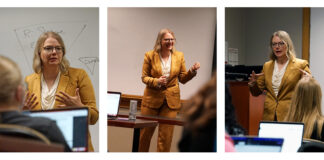 woman teaching in front of a class