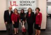 Interim Provost Gerry Bradley, HRSA grant principal investigator Heather Mitchell, scholarship recipient Quinesia James, HRSA grant principal investigator Sara Robertson, School of Nursing Interim Dean Mary DeLetter