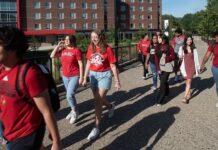 2023 year in review: The Schatzel era begins Students walking across campus.