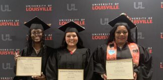 Kendrea Young, left, with Alexa Finnell and Tameka Lester, part of the inaugural cohort of apprentices from the Trauma-Informed FlourishCare™ Paraprofessional Program, an innovative 18-month program designed to equip participants for careers in behavioral health.