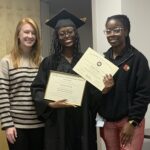Kendrea Young, center, with Natalie Gober, program manager, left, and D’Neika Lopez, director of professional development and community engagement.
