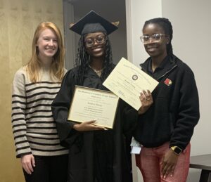 Kendrea Young, center, with Natalie Gober, program manager, left, and D’Neika Lopez, director of professional development and community engagement for UofL's Modern Apprenticeship Pathways to Success program.