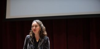 Aleksandra Vrebalov, the 2024 Grawemeyer Award winner in Music Composition, spoke at the School of Music on April 11.