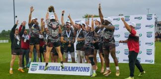 UofL Rugby Club celebrates their victory win.