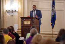 At the 2024 Optimal Aging Conference, Charles Booker, Kentucky state director of faith-based and community initiatives, emphasized the need to listen to those directly impacted by services and policies. UofL photo.