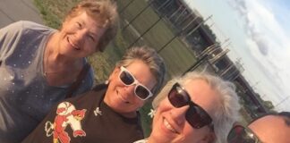 Hector Gomez, his mother Joni Goodin (UofL class of '82), his Aunt Theresa (UofL class of '86) and his grandmother.