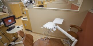 Dental chair at the UofL School of Dentistry