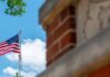United States flag on Belknap Campus.