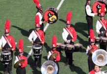 UofL’s Cardinal Marching Band unveils new uniforms for 2024 season The Cardinal Marching Band at L&N Stadium on Saturday, Sept. 7. (Photo Credit: John-Michael Bassett)