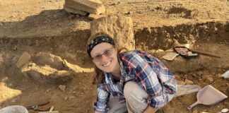 Woman at archaeological dig