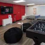 The renovated game room in the Brodschi Hall basement.