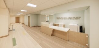 Conceptual drawing of reception desk