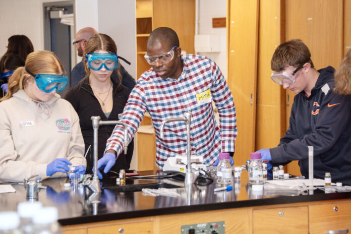 A&S Chemistry @ Fairdale High School Students work on a chemistry experiment in a lab