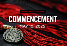 A UofL tassell. Graphic reads: "Commencement May 10, 2025"