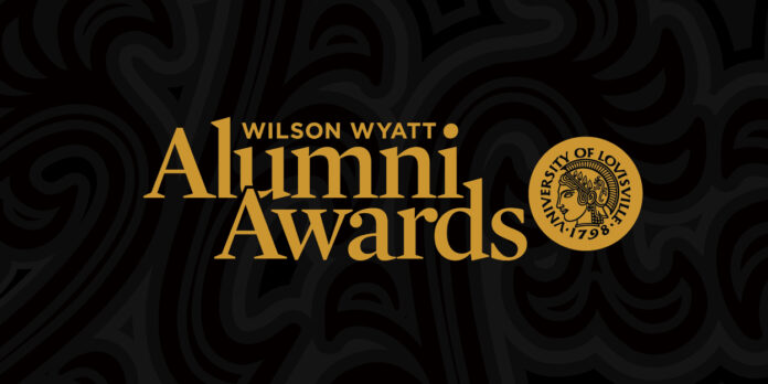 Alumni Awards 2025 600x300 image with UofL's Minerva symbol