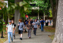 Students walking on Belknap Campus