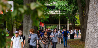 Students walking on Belknap Campus