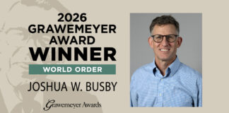 Announcement of Joshua W. Busby as the 2026 Grawemeyer Award for World Order.