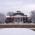 UofL Trustees approve affiliation with UofL Health, Clubhouse Apartment renovations Grawemeyer Hall in the snow.